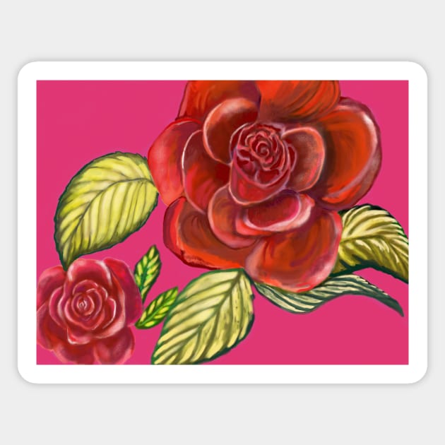 Red roses background rose Sticker by Almanzart